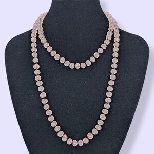V. Frosted Pink Glass Beaded Infinity Necklace